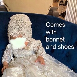 Baptism/Christening Baby Bonnet and Shoes